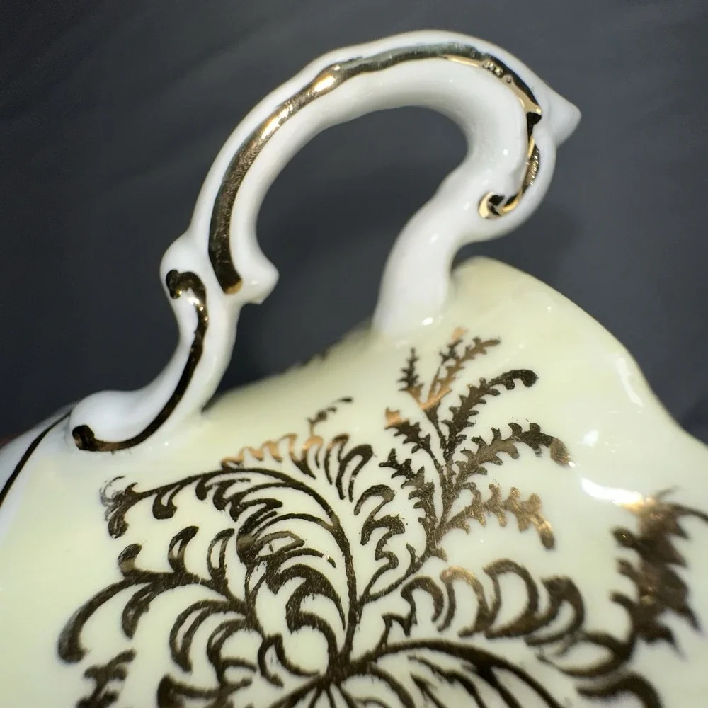 Paragon Tea‎ Cup Saucer Floating Cabbage Rose Citron Yellow Gold Filigree A2645